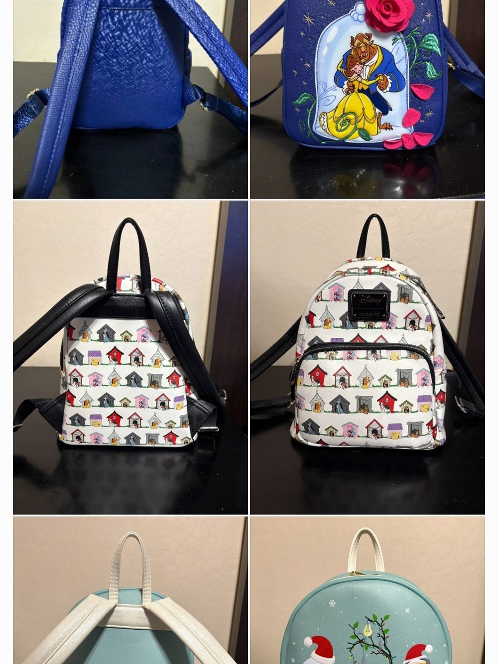 Loungefly Blue & White Mini Backpack Duo with Holiday and Storybook Panels